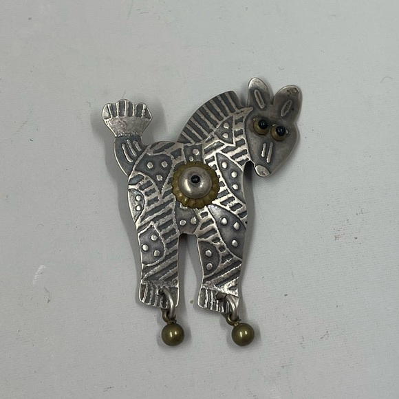 Millodot Jane Carpenter Sterling Silver 925 Brass Zebra Horse Pin Brooch - Picture 1 of 5